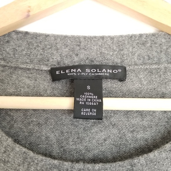Elena Solano 100% 2-PLY Cashmere Gray Sweater Sm - Picture 6 of 6
